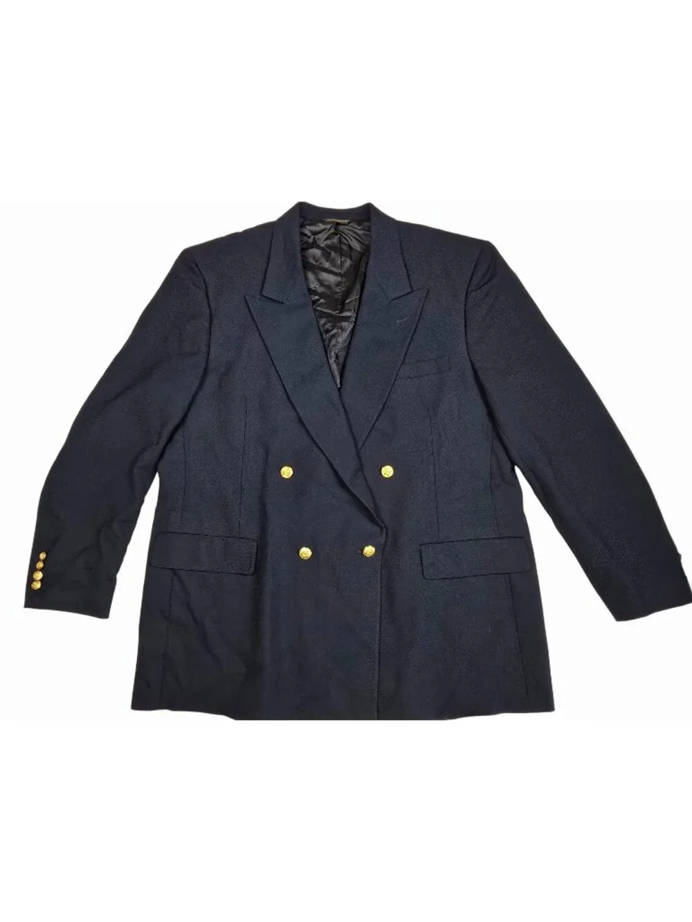 Vintage Palm Beach Mens 41R Navy Double Breasted Blazer Gold Buttons Tailored US